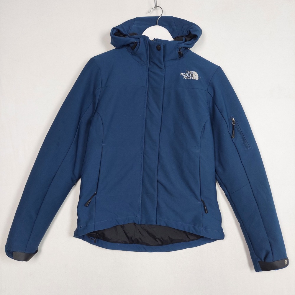 The North Face Apex Softshell Jacket Womens Small Blue Quilted Insulated Hooded